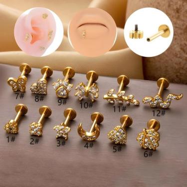 Imagem de Brinco De Titânio Puro 99% Com Cristal Em Formato De Borboleta E Lágri