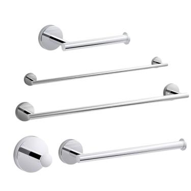 Imagem de Kit Acessórios Banheiro Kohler Elate Papeleira, Cabide, Toalheiro E Portas Toalha