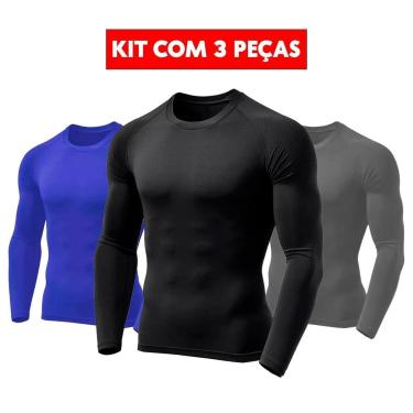 Imagem de Kit 3 Camisetas UV Proteção Solar UV+50 Tecido Ice Segunda Pele Praia Piscina-Masculino