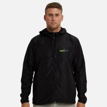 Imagem de Jaqueta Corta Vento Impermeável Masculina Preta WSS Never Give Up!-Masculino