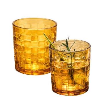 Imagem de Kit 2 Copo Baixo De Whisky Âmbar Wall Vidro Drink Luxo 280mL - CLICK H