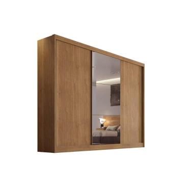 Imagem de Guarda Roupa Casal Sonetto-Toulon Plus 3 Portas de Correr 8 Gavetas MDF Cumaru com Espe...