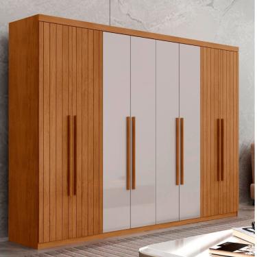 Imagem de Guarda Roupa Casal Toronto 8 Portas 4 Gavetas MDF Naturale-off White-naturale Moderna M...