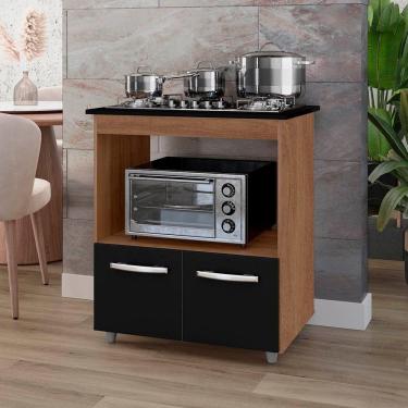 Imagem de Balcão Cali Para Cooktop 4 Bocas 2 Portas Cozinha Mb1 75cm Savana Preto Pc