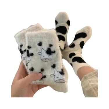 Imagem de Meias Femininas Coloridas com Nervuras Elásticas - 5 Pares de Meias Cu