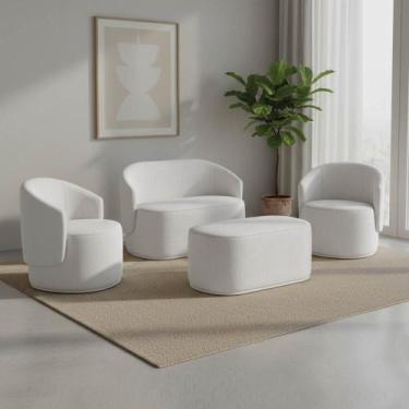 Imagem de Namoradeira com 2 Poltronas e Puff Orgânico Malu Max Bouclê M11 - D Ro