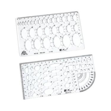 Imagem de Régua Transparente Hexagonal Para Desenho De Triângulos, Ferramenta De