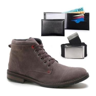 Imagem de Kit Bota Masculina Casual Com Carteira Cinto Coturno Confortável Leve Macio Resistente Dia A Dia-Masculino