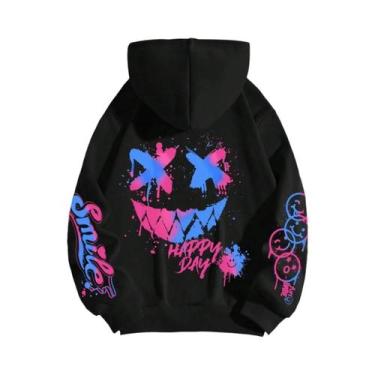 Imagem de Moletom Masculino Personalizado Com Estampa De Rosto Sorridente, Confo