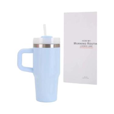 Imagem de Copo Térmico Portátil De Aço Inoxidável Com Alça, 14oz, Dupla Camada, 