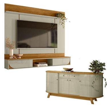 Imagem de Painel Para Tv Aura Com Aparador Buffet Mônaco Cumaru Opala - Madetec
