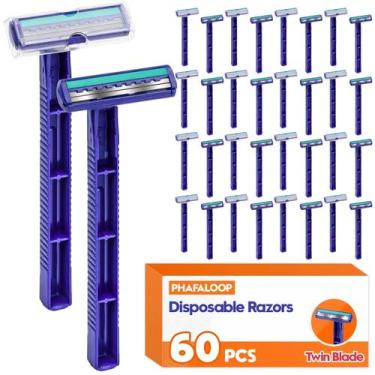 Imagem de Aparelhos de Barbear Descartáveis Phafaloop Twin Blade 60 Unidades Azu