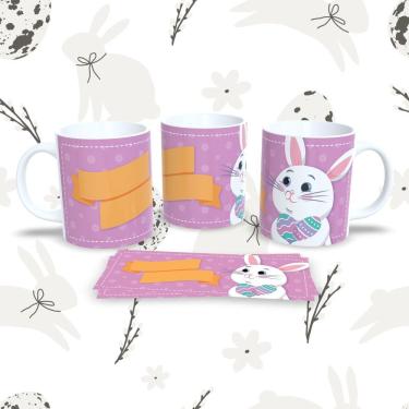 Imagem de Caneca de Porcelana Páscoa 9 Decorada para Bebidas Quentes e Frias 325ML Compatível mic...