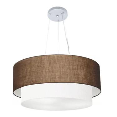 Imagem de Lustre Pendente Duplo Cilíndrico MD-4179 para Ambiente Interno com Cúpula em Tecido Caf...