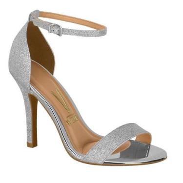 Imagem de Sandália Feminina Salto Fino Metal Prata Vizzano 6249.452, 36