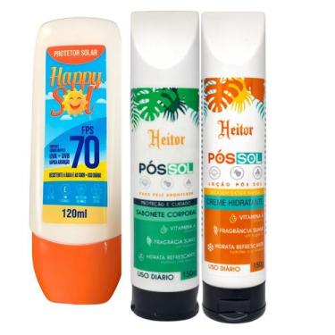Imagem de Kit Solar Happy Sol FPS 70 e Pos Sol Heitor Hidratante 3un
