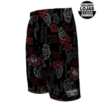 Imagem de Bermuda Cyclone Dry Basket One Face Skull Roses, Preto, Vermelho, P