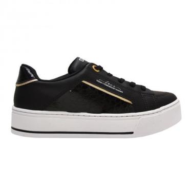 Imagem de Tênis Ramarim Flatform Feminino Preto 24-97109, Preto, Dourado, 36
