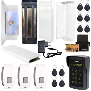 Imagem de Fechadura Magnética Porta Vidro Blindex Teclado Rfid 10Tags + 3 Botoei