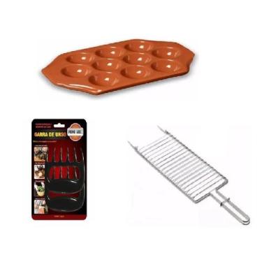 Imagem de Kit churrasco 3pçs - grelha/garra/provolonera - T.M.
