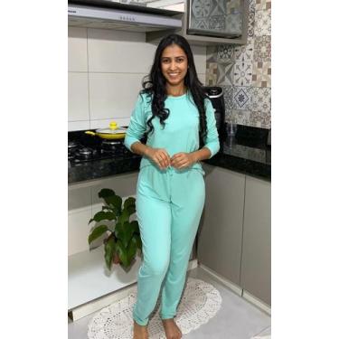 Imagem de Pijama longo manga longa Liso - Madame Didi, GG, Água
