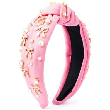 Imagem de Bandana PANTIDE Coquette Pink Bow Strass para mulheres