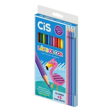 Imagem de Lápis de Cor CiS 12 Cores + 3 Tons Pastel Sextavado