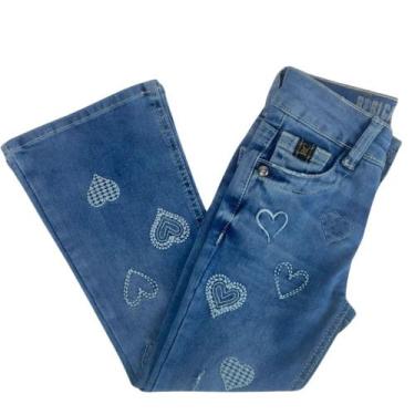 Imagem de Calça infantil República Caipira Jeans Emma C/ Bordado Coração Lycra F