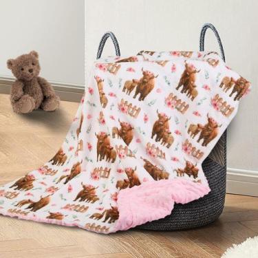 Imagem de Cobertor de bebê DCOOLGO Highland Cow 67x102 cm de lã macia