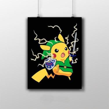 Imagem de Placa Decorativa Pikachu Zelda - Nerdecs