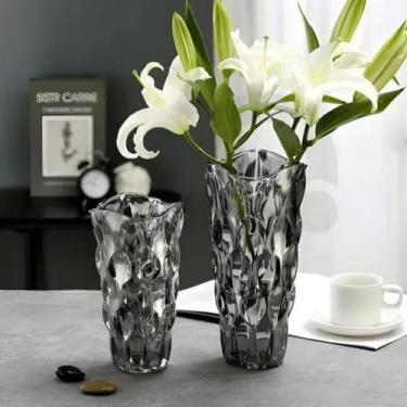 Imagem de Vaso Decorativo Halley Ke Home Cinza em Vidro Texturizado para Ambient
