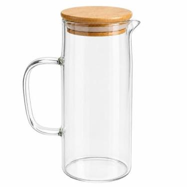 Imagem de Jarra de Vidro Borossilicato 1L com Tampa de Bambu para Suco Água e Be
