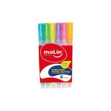 Imagem de Marca Texto 06 Cores Molin Fluorescente Glitter