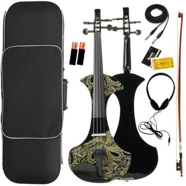 Imagem de Violino Elétrico 4/4 Profissional Orquezz Preto/Amarelo