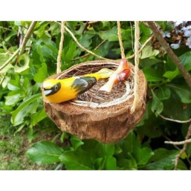 Imagem de Ninho de Passarinho com Filhote Decoração de Jardim - RD Store