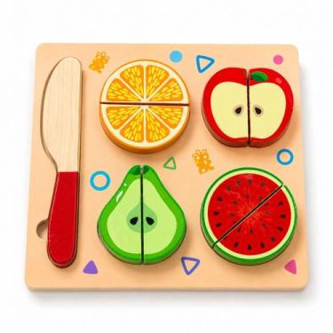 Imagem de Kit Comidinhas de Madeira para Cortar Montessori Infantil  Brinquedo E