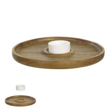 Imagem de Petisqueira Giratória Acácia com Bowl Cerâmica 96199001 - Florarte
