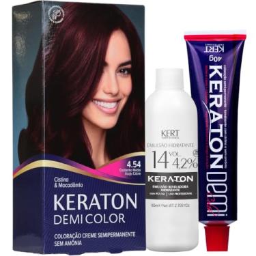Imagem de Keraton, Coloração, Demi Color, 40 g + 80ml, Nº 4.54 Castanho Médio Acaju Acobreado