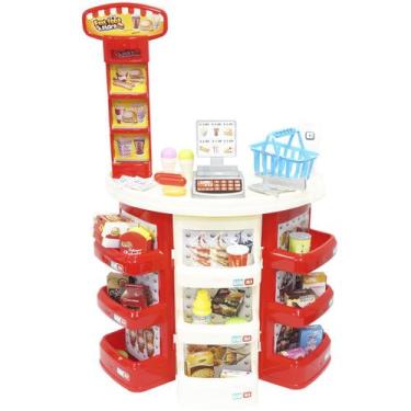 Imagem de Kit Supermercado Infantil Mini Mercadinho Caixa Registradora Cestinha