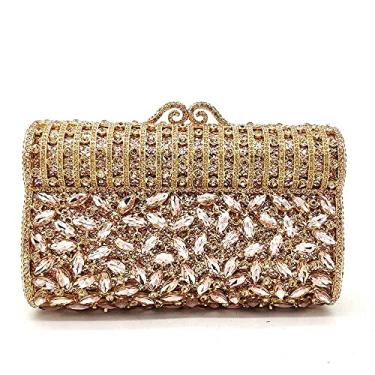 Imagem de Bolsa feminina de cristal clutch para noite com pedrinhas de diamante para festa de casamento, coquetel, noiva e strass, Champanhe