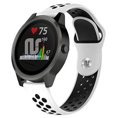 Imagem de Pulseira extra para Garmin Forerunner 245/645 Music/Vivomove/Vivomove HR and Active 3 (Branca com preto nk)