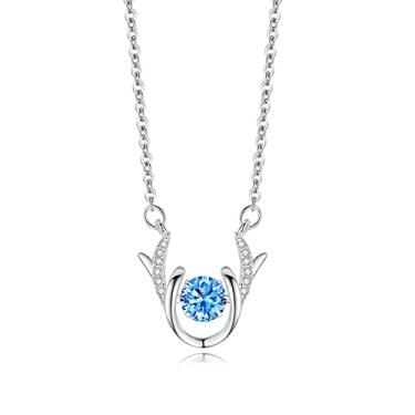 Imagem de xinghaikuajing Tianan Shopping, joia de prata esterlina explosiva batimento cardíaco, feminino, versão coreana dos chifres de cervo inteligentes, incrustados com diamante - zircônia azul
