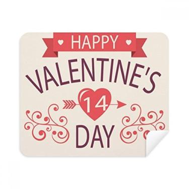 Imagem de Pano de limpeza de tela vermelho Happy Valentine's Day 14 Heart Arrow 2 peças de tecido de camurça