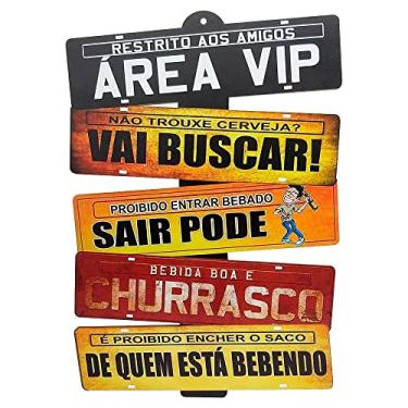 Imagem de Placas de Carros 5 Frases Decorativas Parede - Área Vip - Churrasco