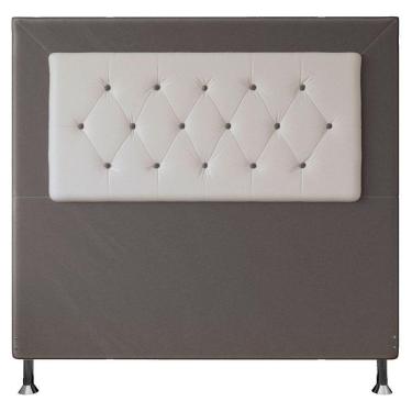 Imagem de Cabeceira Casal 1,40m Havana Suede Branco Cinza