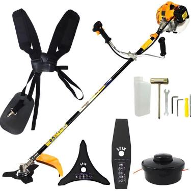 Imagem de Roçadeira Profissional Vulcan VR520H 52cc 2,50hp á Gasolina Com Lâmina de Três Pontas + Lâmina Facão Ideal Para Cortes Rápidos e Precisos