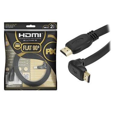 Imagem de PIX Cabo Hdmi 2.0 90 Graus 4K Hdr 19P 2M Pix Flat Gold, Preto