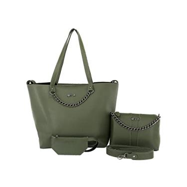 Imagem de Bolsa Kit Feminina Sacola Necessarie e Porta Cartão Retta (Militar)