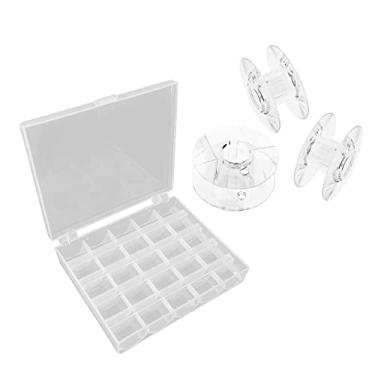 Imagem de 25 Carretilhas Bobina Plástica Baixa Transparente C/Estojo