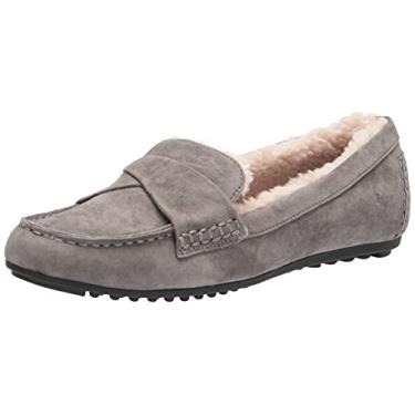 Imagem de Bella Vita Mocassim feminino Prentice Shearling forrado, Couro de camurça cinza, 6 Narrow